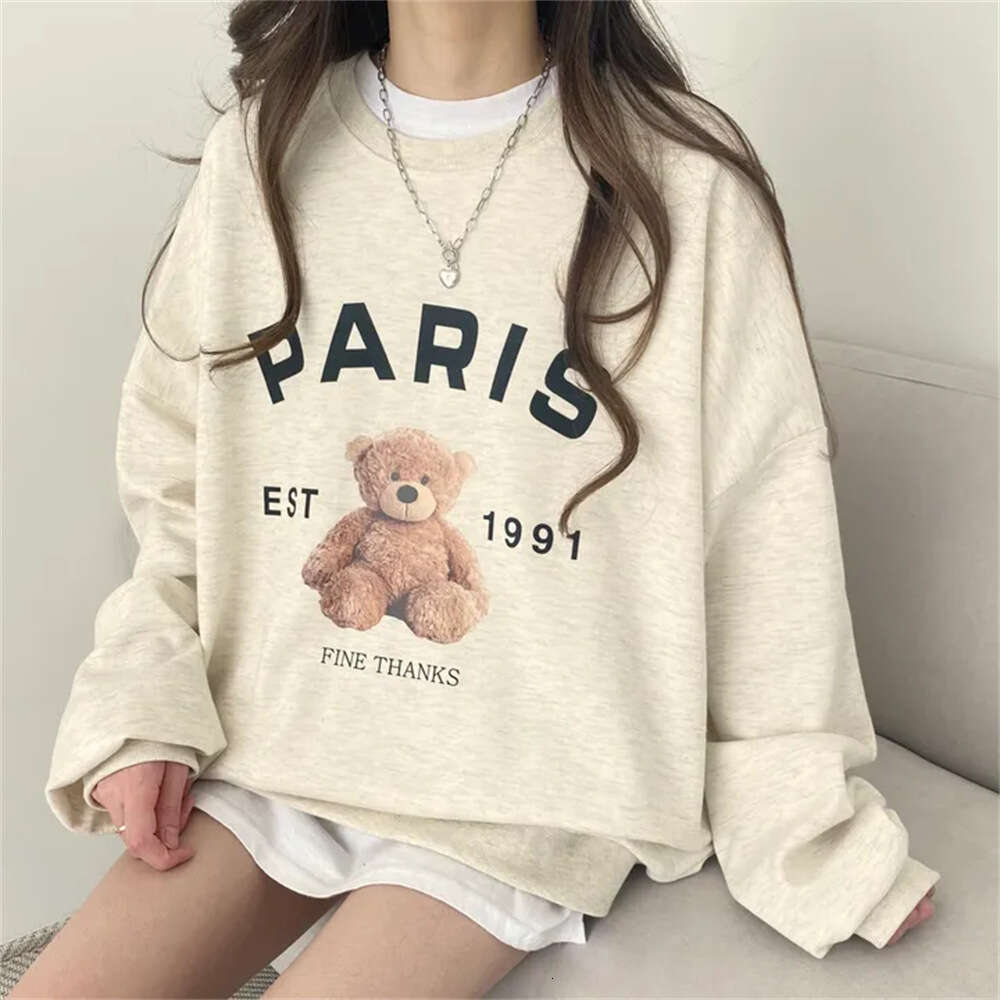 New Spring Korean Style Casual Loose Round Neck Sweatshirt For Women, Autumn And Winter Fleece Lined Thick Versatile Trendy Top
