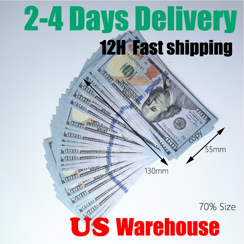 Fake Money Movie Prop Money Banknote Party 10 20 50 100 200 US Dollar banknotes Realistic For Movie Banknote Paper Novelty Toys 130*55mm 70%