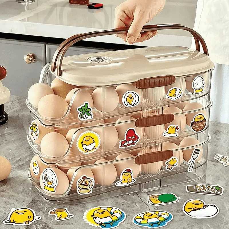 2/3Tiers Refrigerator Egg Organizer Kitchen Beveled-Edge Automatic Rolling Freshness Egg Tray Food Grade Egg Holder Rolling Tray Y251126