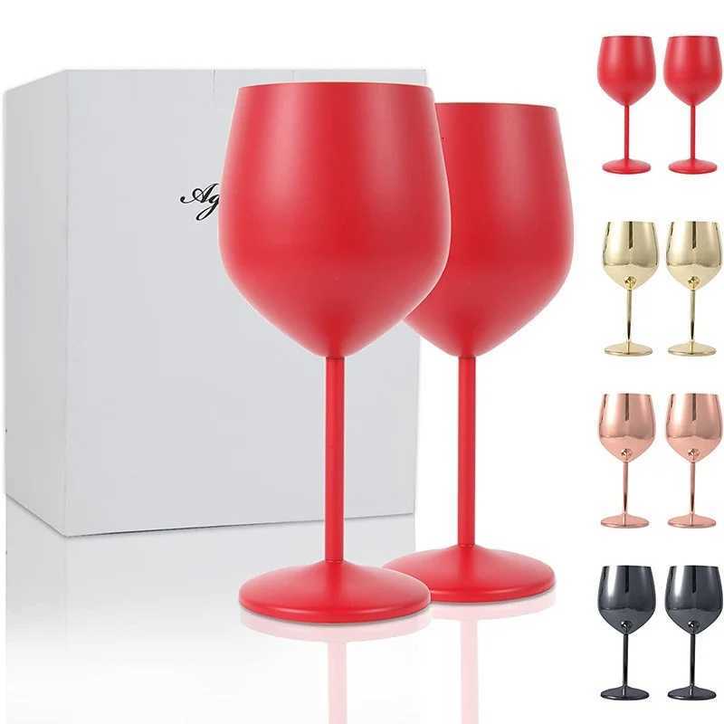JUSTINLAU 500ML Stainless Steel Red Wine Cocktail Cup Unbreakable Metal Tall Champagne Glass KTV Bar Goblet European Wine Glass C251126