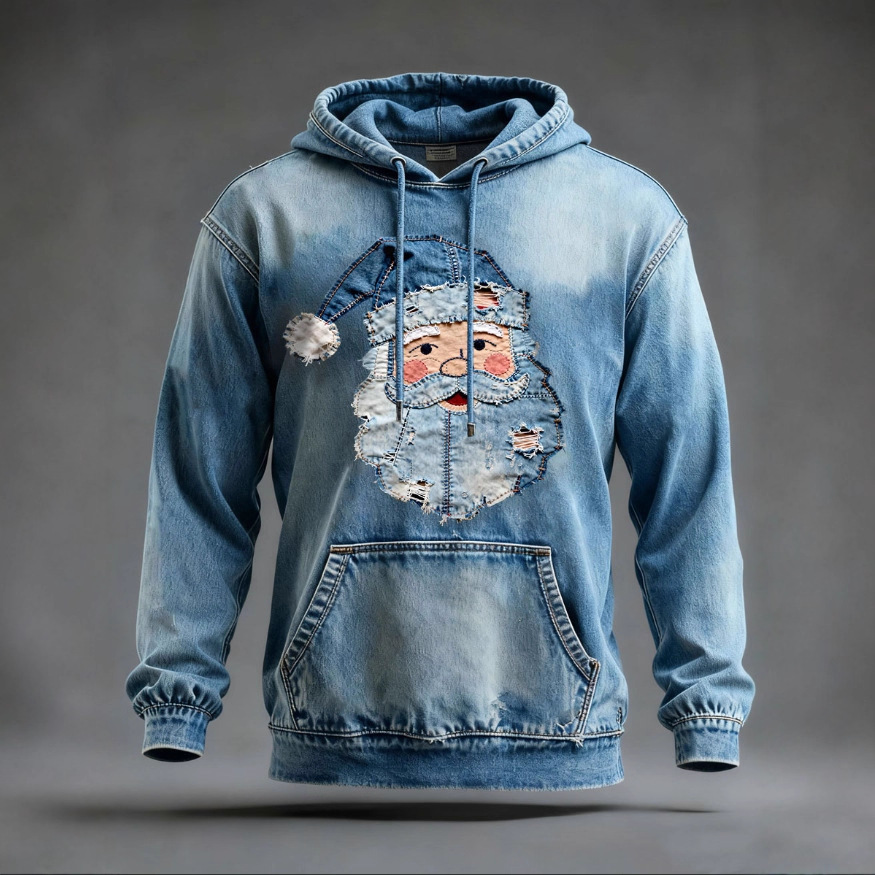 Winter Merry Christmas with Men's Pocket Hoodies Men's and Women's Loose Hoodies Digital Printed Hoodies