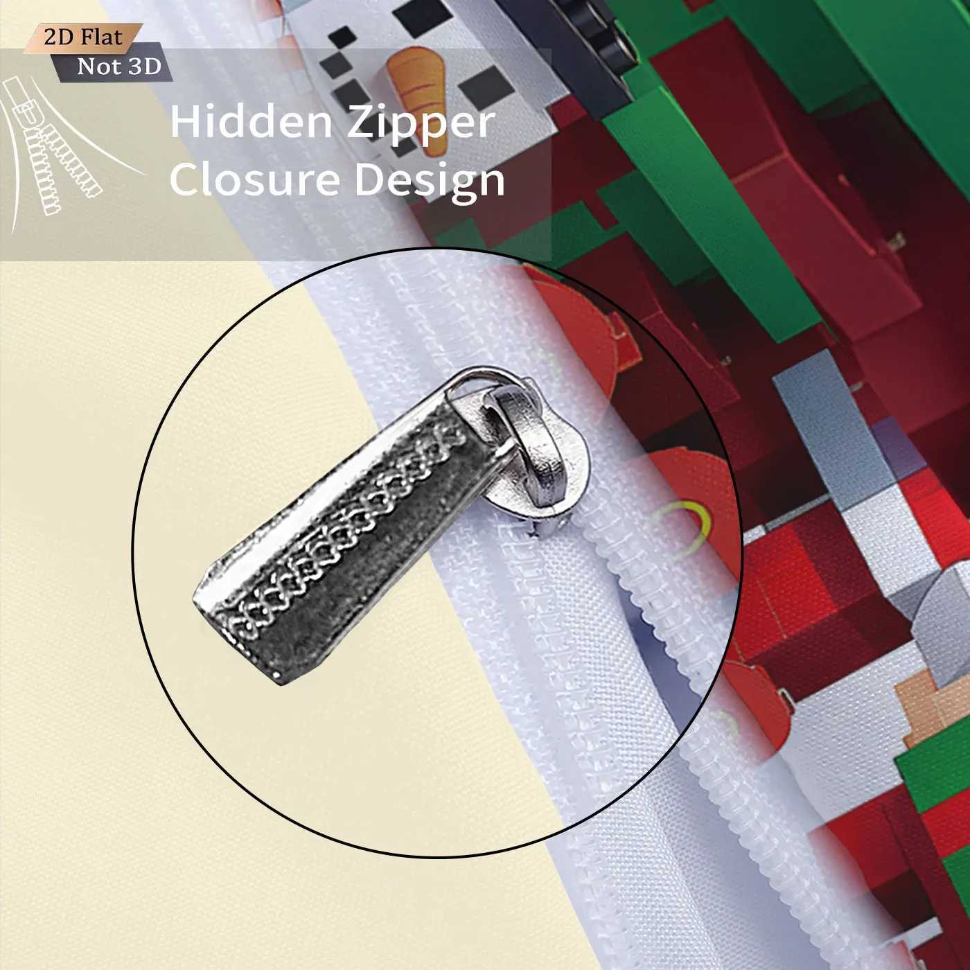 Christmas 3pcs building block style cartoon Santa Claus printed coreless bedding set multi size bedroom bedding holiday decoration Y251126