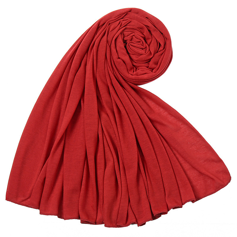 K526 Pure cross-border hot-selling solid color mercerized cotton jersey headband long scarf soft breathable monochrome classic versatile scarf for wom