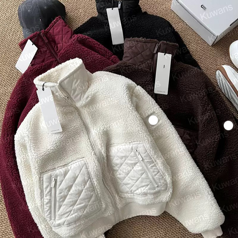 Women's Designer Sherpa Edge Bomber Jacket Yoga Cropped Foxy Teddy Puffer Jackets Winter Clothes Sleeves Gym Outfit Color Shaping Waist Fitness Lady Short