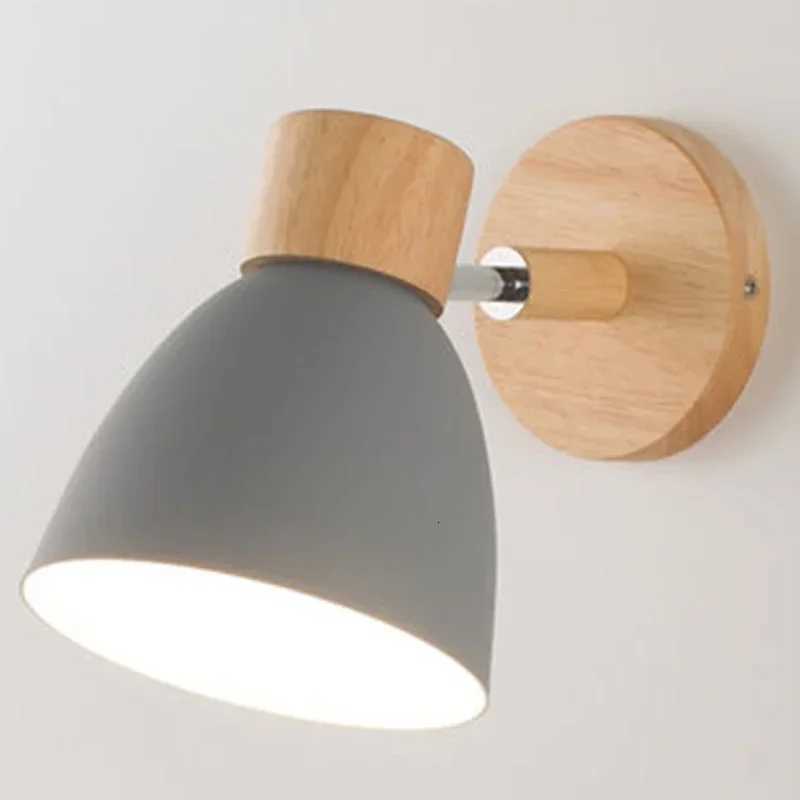 1pcs Wooden Nordic Wall Lamp with Modern Wall Sconce for Bedroom Living Room Home Lighting Steering Head E27 Lamp for Bedroom M251126