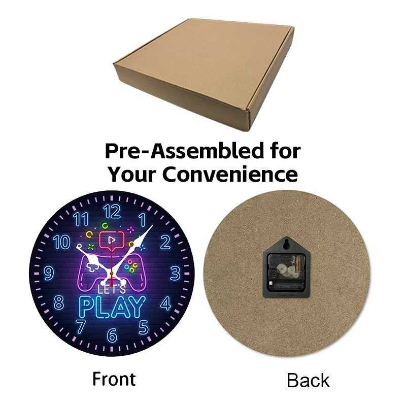 Gaming Console Wooden Round Silent Hanging Wall Clock Suitable For Living Room Office Study Room Bedroom Home Decoration C251126