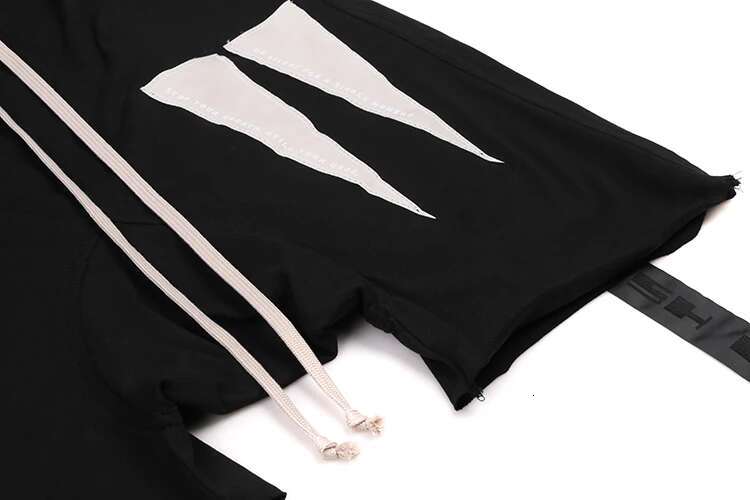 RICK Dark RO Cotton Short Men's Triangular Patch Silhouette Hanging Crotch Five Quarter Pants With Frayed Edge And Ribbon Shorts