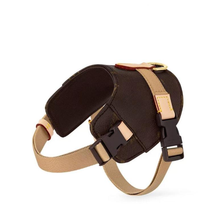 Dog Harness Collar and Leash Set with Classic Letter No Pull Dog Harness Soft Adjustable Luxurious Pet Leather Leashes Dizitime - view 3