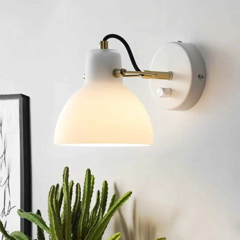 Modern Designer Minimalist Wall Lamp Interior White Jade Atmosphere Lamp Living Hall Bedroom Study Room Adjustable Wall Light M251126