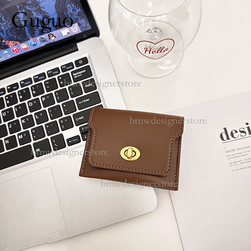 Guguo Designer Luxury Metal Buckle Wallet New Fashion Multi Compartment Women's Card Bag Unique Dopamine INS Korean Short Handbag Coin Bag Key Ba