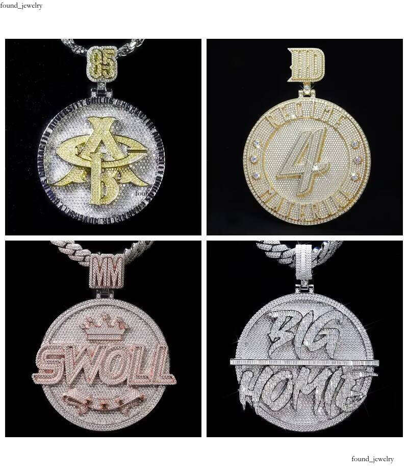 Sterling Sier VVS Letter Rapper Men's Iced Out Hip Hop Jewelry Moissanite Pendant Charm