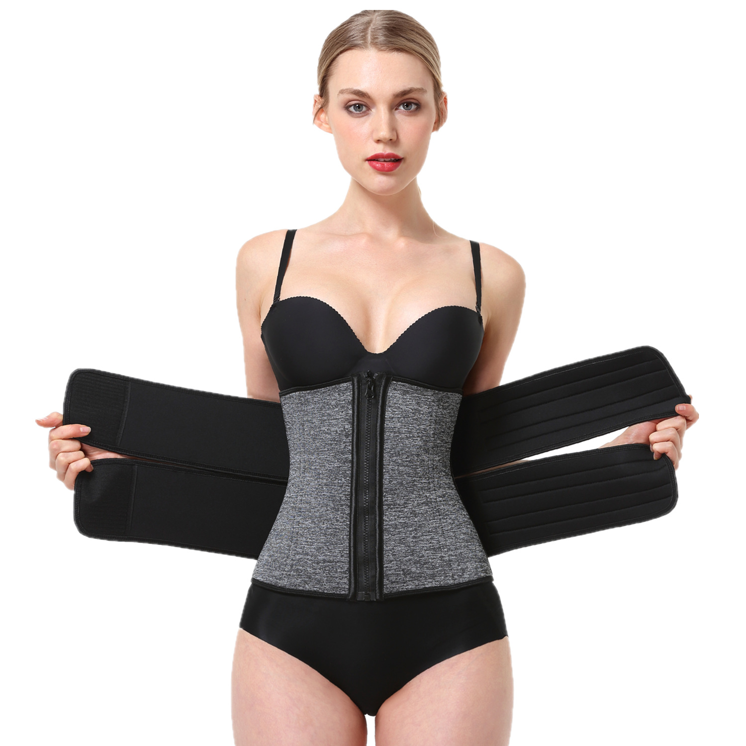 Neoprene Waist Trainer Fitness Sauna Sweat Belt Body Shaper Double Straps Tummy Control Shapewear Bustier Corset Cincher Body Sculpting & Slimming