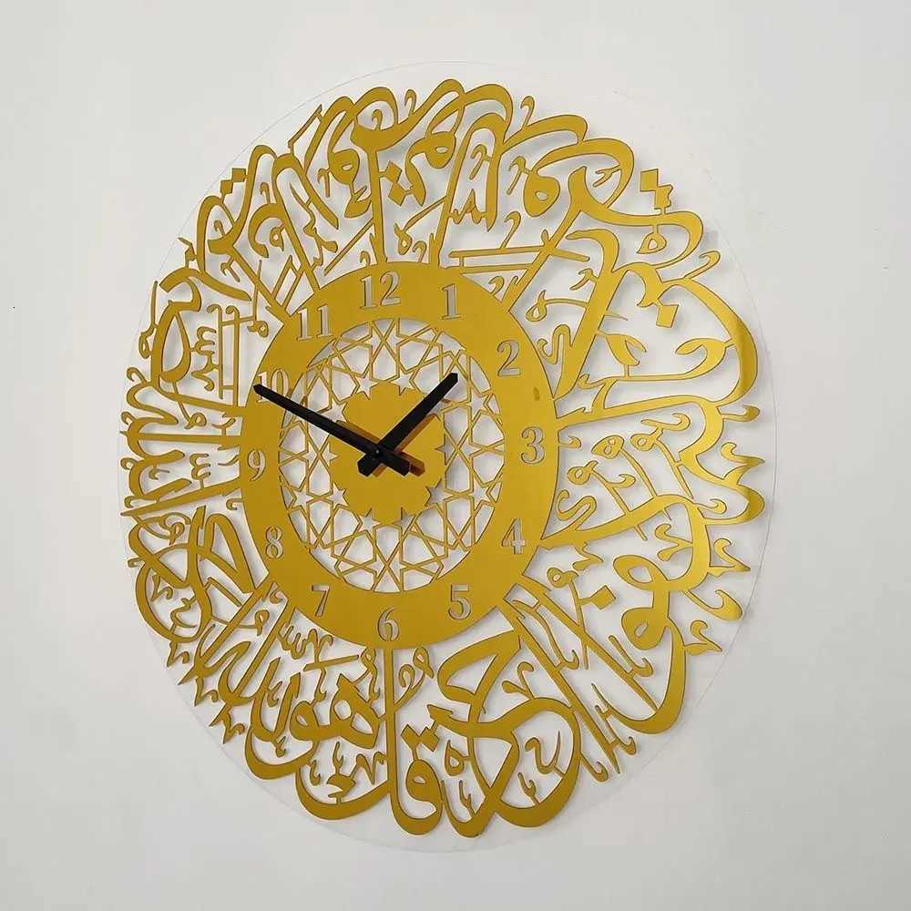 Surah Al Ikhlas Islamic Clock Art Home Decoration Hanging Watch Mirror Decoration Clock Silent Quartz 3D Clocks DIY Wall Clock C251126