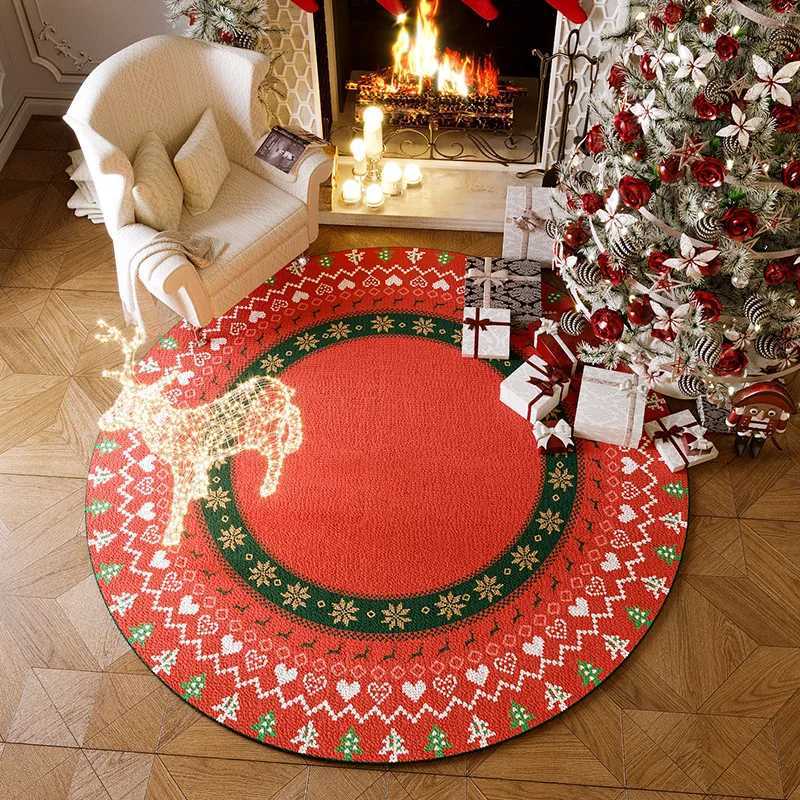 Christmas Tree Base Floor Mat Festive Holiday Apron Rug for Living Room Bedroom Home Holiday DecorM251126