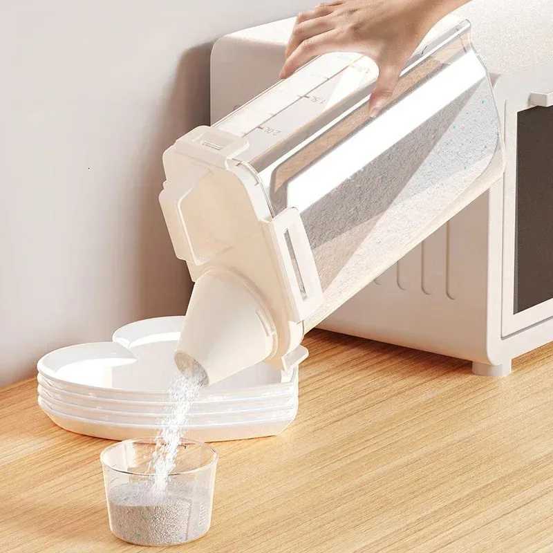 Airtight Laundry Liquid Storage Jar Portable Washing Powder Dispenser with Measuring Cup for Convenient and Efficient Laundry Y251126