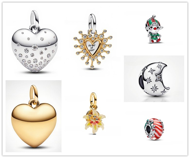 2025 winter news Christmas tree moon love heart designer charms for snake chain bracelet jewelry bell bowknot diamond DIY findings charm components accessories