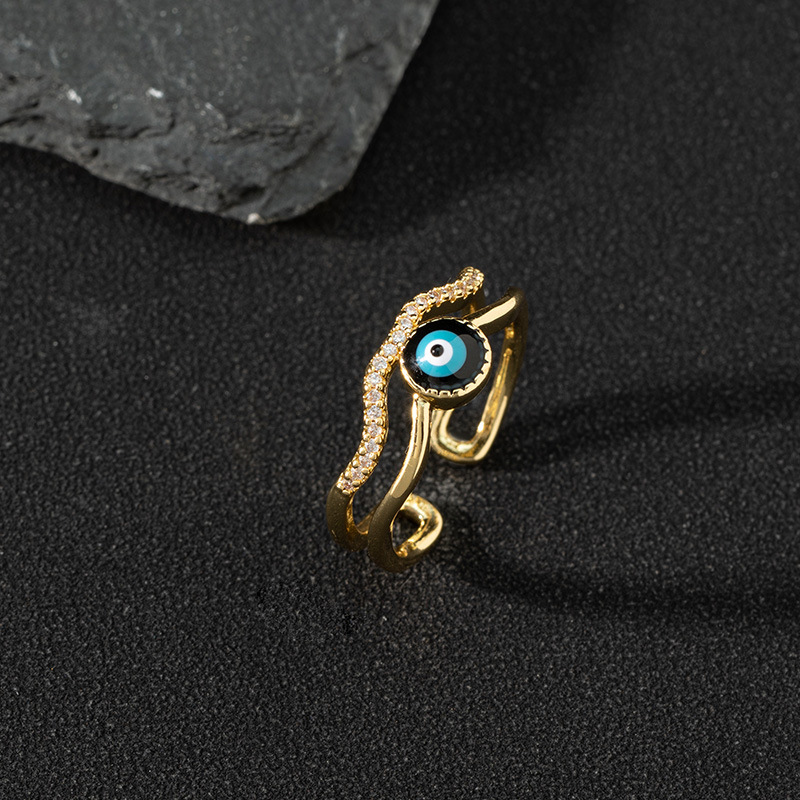 New Bohemia Lucky Turkish Blue Evil Eye Rings Dripping Oil Open Adjustable Finger Rings for Women Jewelry Gift High quality gold designer diamond ring - view 5