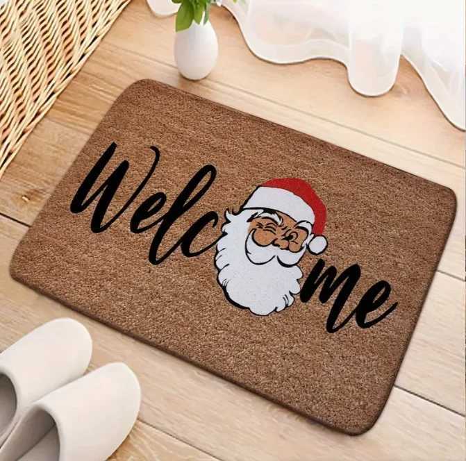 Welcome Santa Claus Christmas Indoor Door Mat Retro Indoor Floor Mat Entrance Indoor Carpet Home DecorationM251126