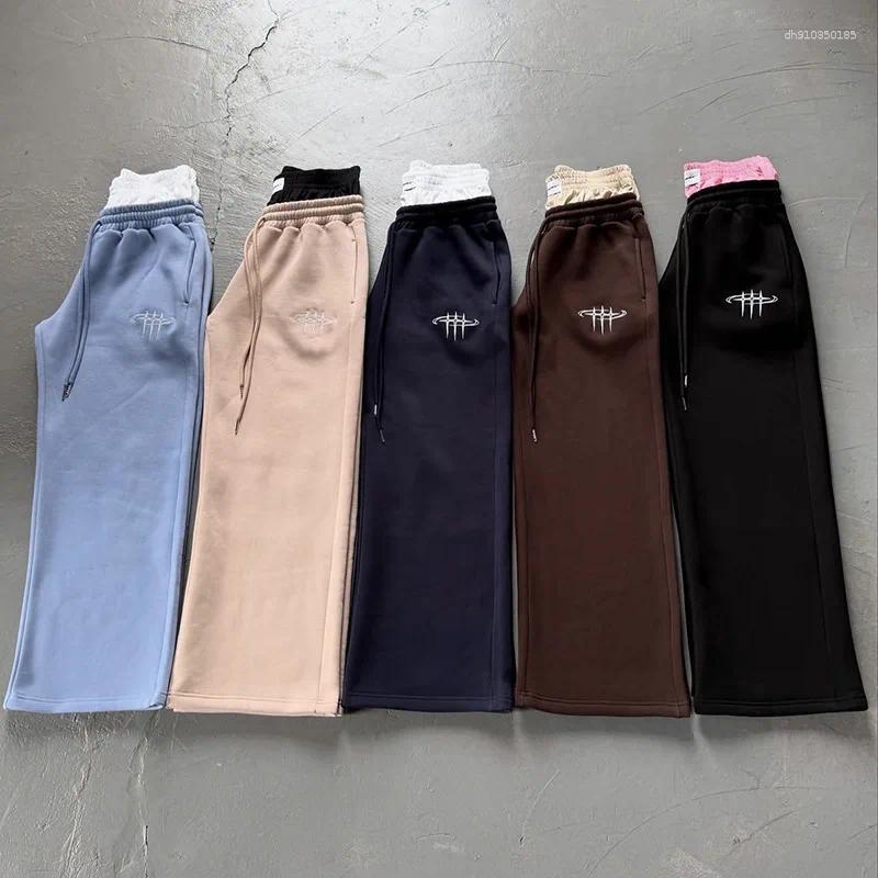 Men's Pants Casual Double Waist Head Fake Two Pieces Loose Straight Pant Hip-hop Fashion Street Sport Couple Embroidery Pattern Jogging Men's Pants