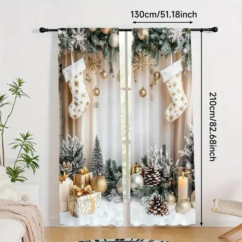 Curtain Christmas Christmas gift printed curtains Christmas decorations bedroom and living room home decoration room decoration Y251126