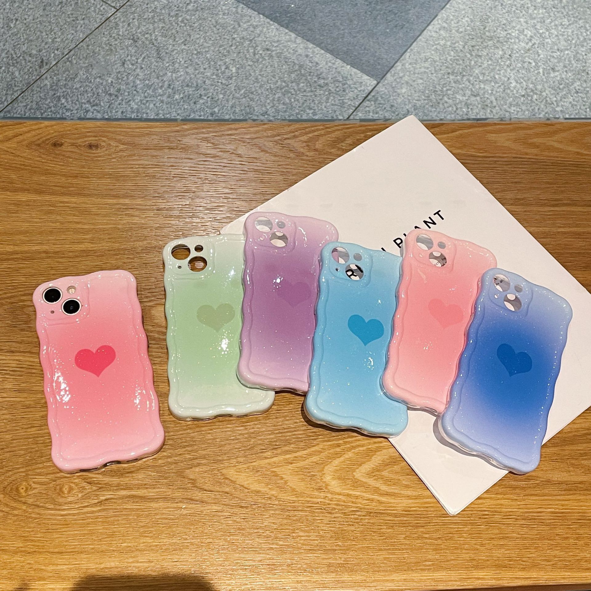 Heart Phone Case Compatible with iPhone 16 Pro Max Twisted Wave Edge Protective Case iPhone 15/14 Pro