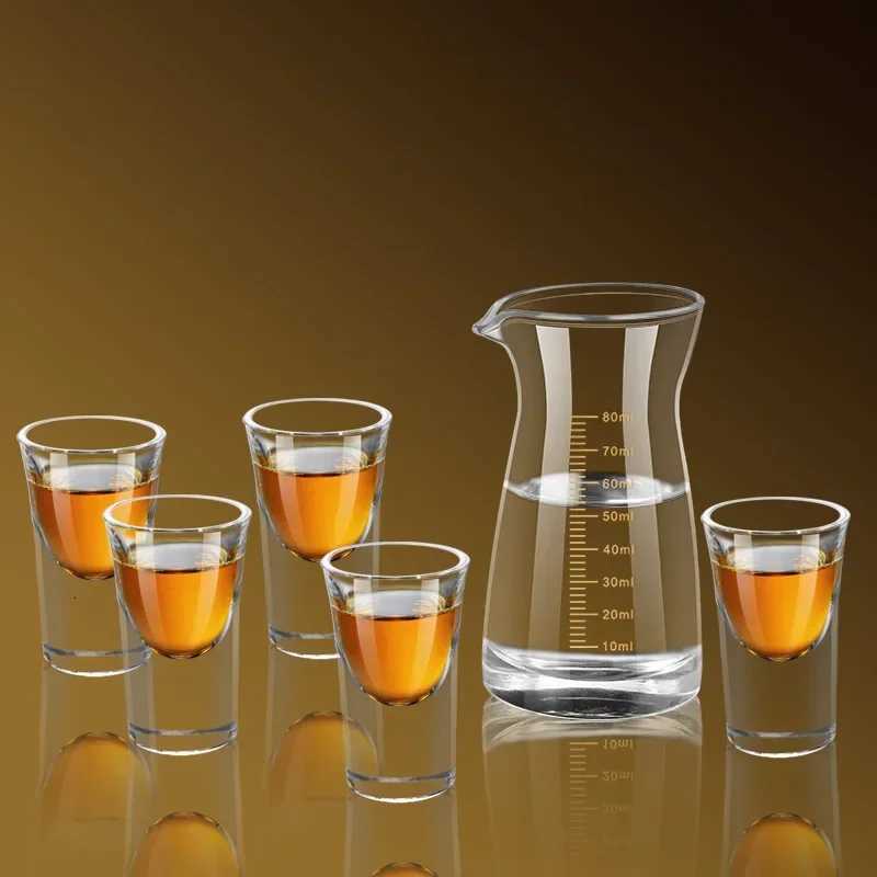 6PCs Glass Set Transparent 15ml Shot Glass Thickened Bottom Liquor Cup Bullet Cups One Mouth Small Cup Wine Drinkware Wholesale C251126