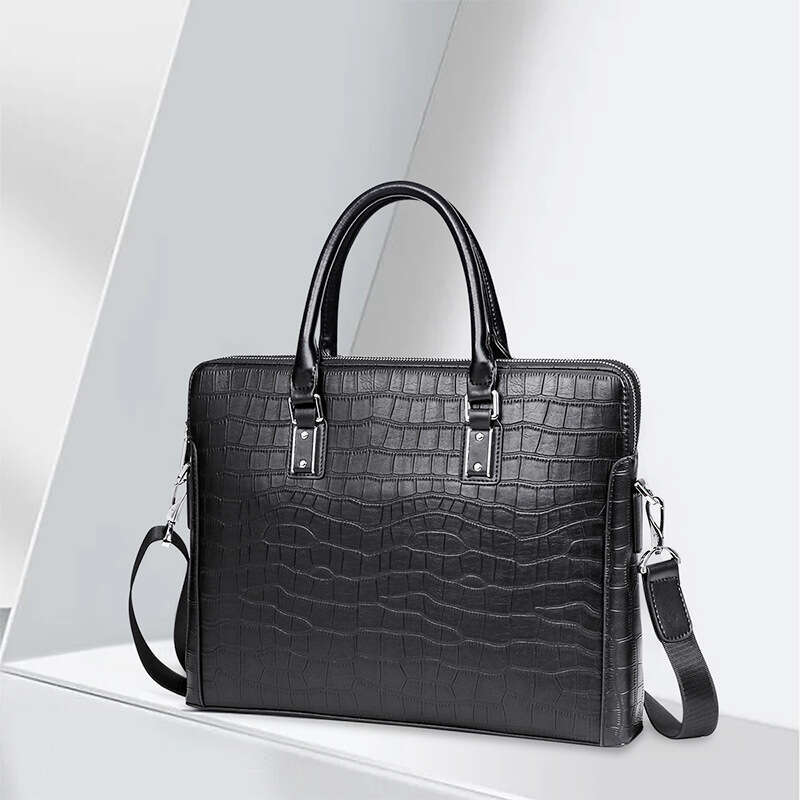 Luxury Bag Designer Genuine Leather Simple Business Briefcase Large Capacity Top Layer Cowhide Laptop Bag Versatile Men S Handbag