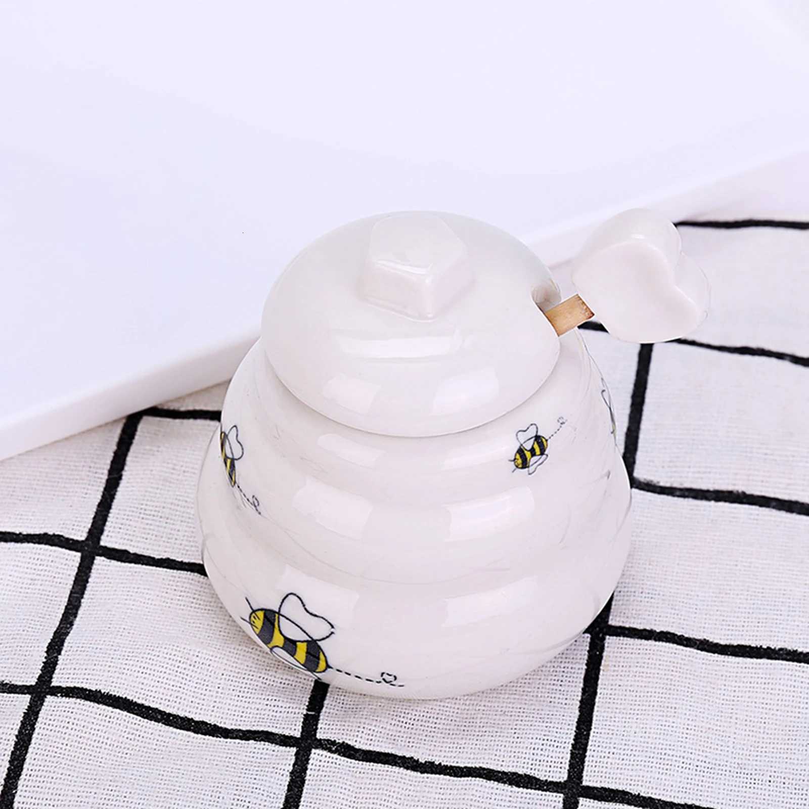 Porcelain Honey Pot with Lid Storage Containers Accessory Multifunctional Food Dispenser for party Decor Spices Coffee Y251126