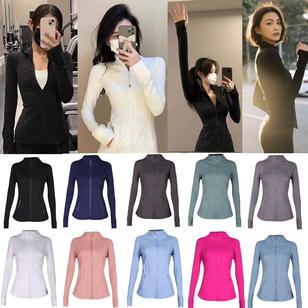 designer jackets yoga jacket womens define workout sports fitness quick drying sport jackets solid color jacket zipper jogging sports sportswear women J5Ug#