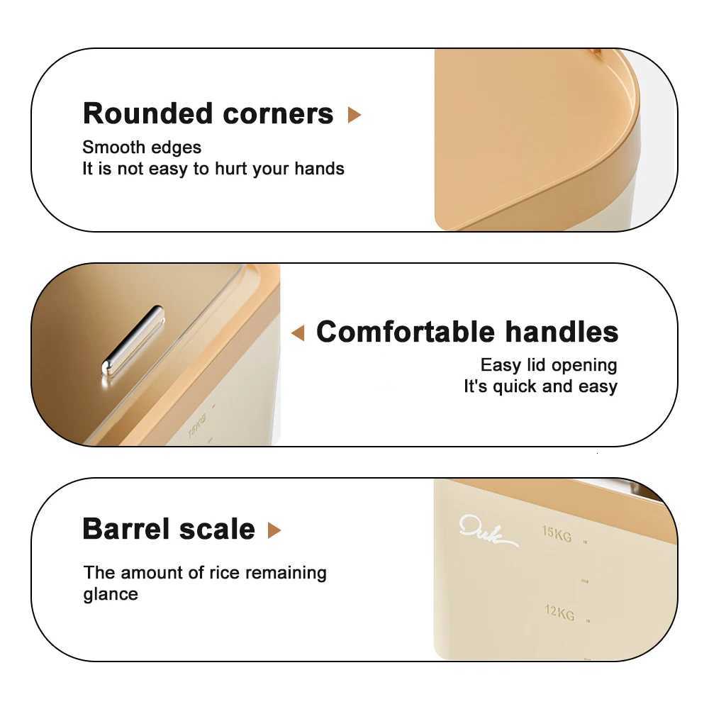 5/10/15KG Rice Storage Box Home with Lid Insect Proof Moisture Proof Rice Box Sealed Jar Kitchen Container Storing Dry Grain Y251126