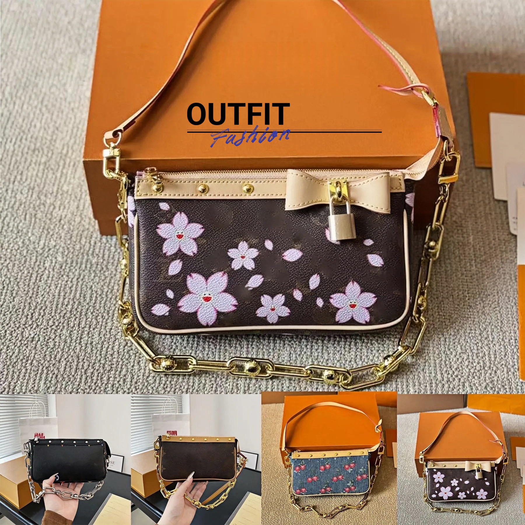 designer bags takashi murakami handbag cherry blossoms shoulder leather canvas colorful bag composite lady beach clutch tote woman purse wallets 10527