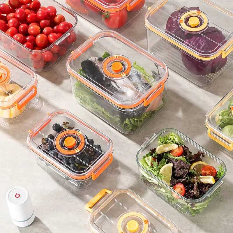 Vacuum Fresh-keeping Box Refrigerator Sealed Canister Microwavable Transparent Food Storage Container Kitchen Organizer Bento Y251126