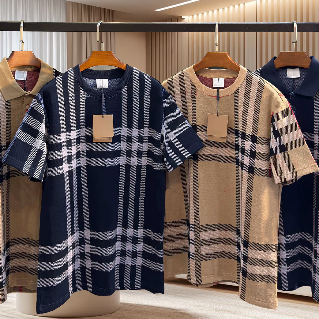 high quality mens designer clothing fashionable plaid round neck mens tshirts and polo shirts mens tshirts summer casual luxury short sleeves