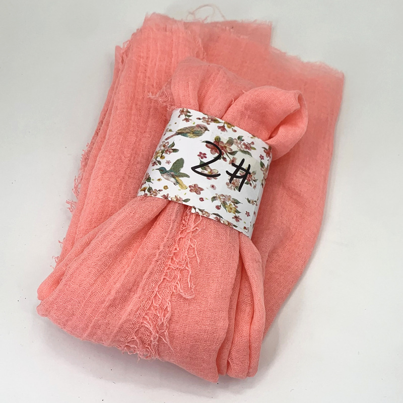 K529 Solid color cotton and linen scarf New style fur headband Crumpled scarf Foreign trade wholesale WJ01