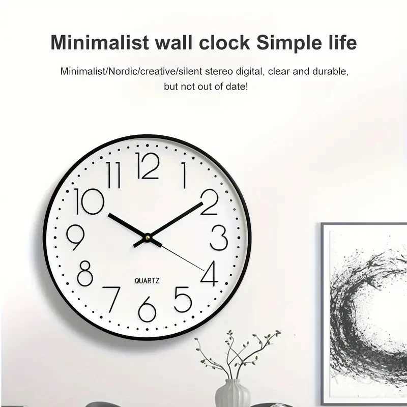 8 Inch Mute Quartz Wall Clock Cubic Digital Clock Living Room Bedroom Wall Clock Simple Digital Clock Home Decorations C251126