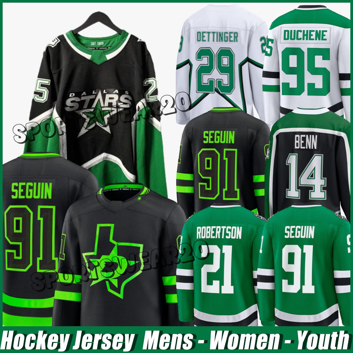 #21 Jason Robertson Jersey Dallass Hockey Jersey Stars Jersey #53 Wyatt Johnston #95 Matt Duchene #91 Tylers Seguins #14 Jamie Benn #29 Jake Oettinger #9 Mike Modano Jerseys