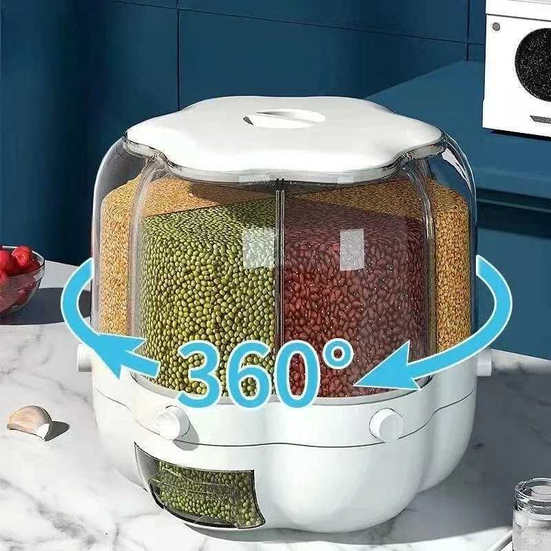 Rotating Insect-proof Cereal Dispenser Sealed Grain Organizer for Cereal ification Large Food Storage Box Kitchen Organizer Y251126