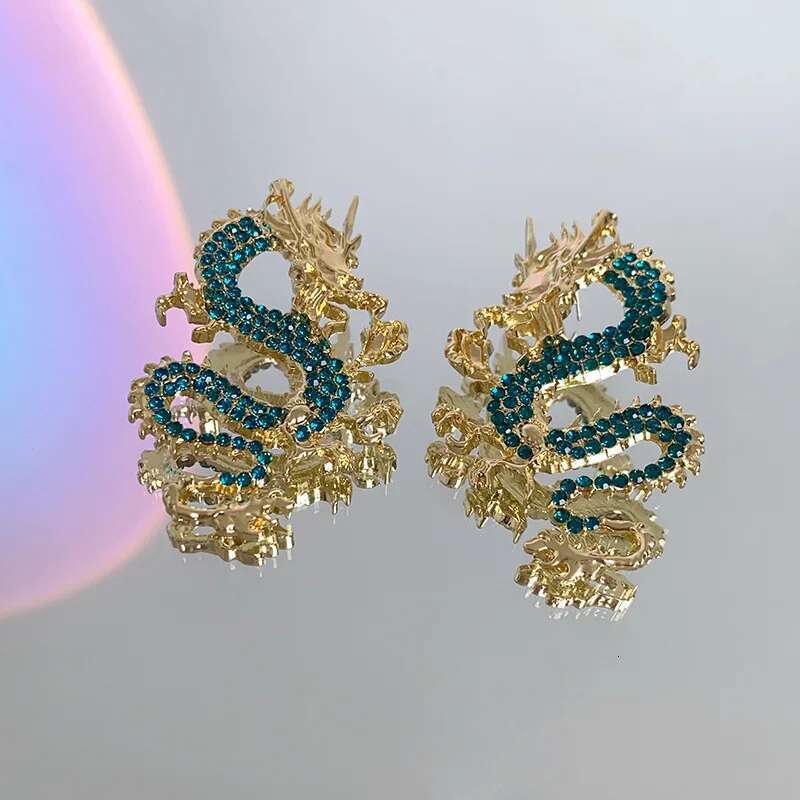 Inlaid Rhinestone Dragon For Women Vintage Ancient Fashion Drop Earrings Statement Jewelry Wholesale