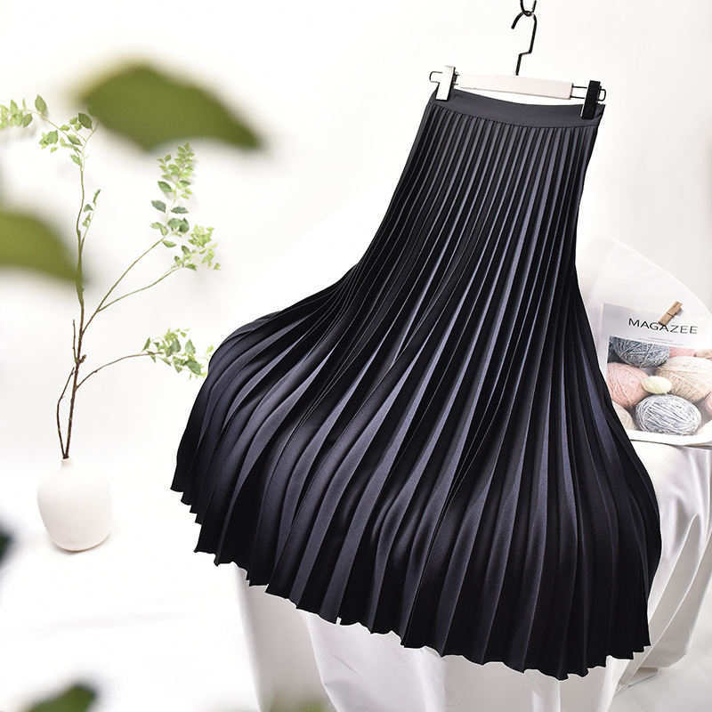 JA65 Slimming Plus Size Pleated Skirt 2025 New Style High Waist A-line Mid-length Skirt for Autumn and Winter