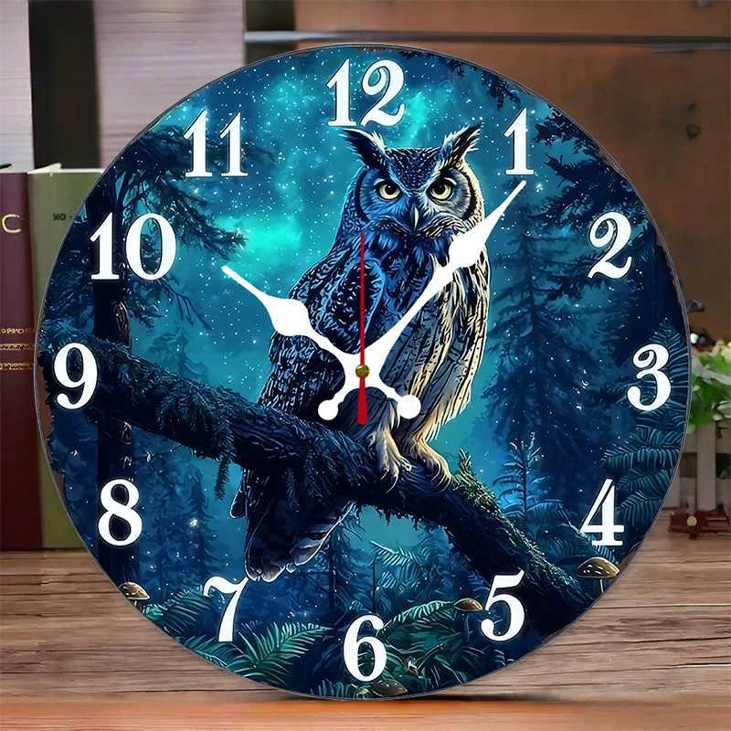 Mystical Forest Owl Wooden Round Silent Hanging Wall Clock Suitable For Living Room OfficeStudy RoomBedroom Home Decoration C251126