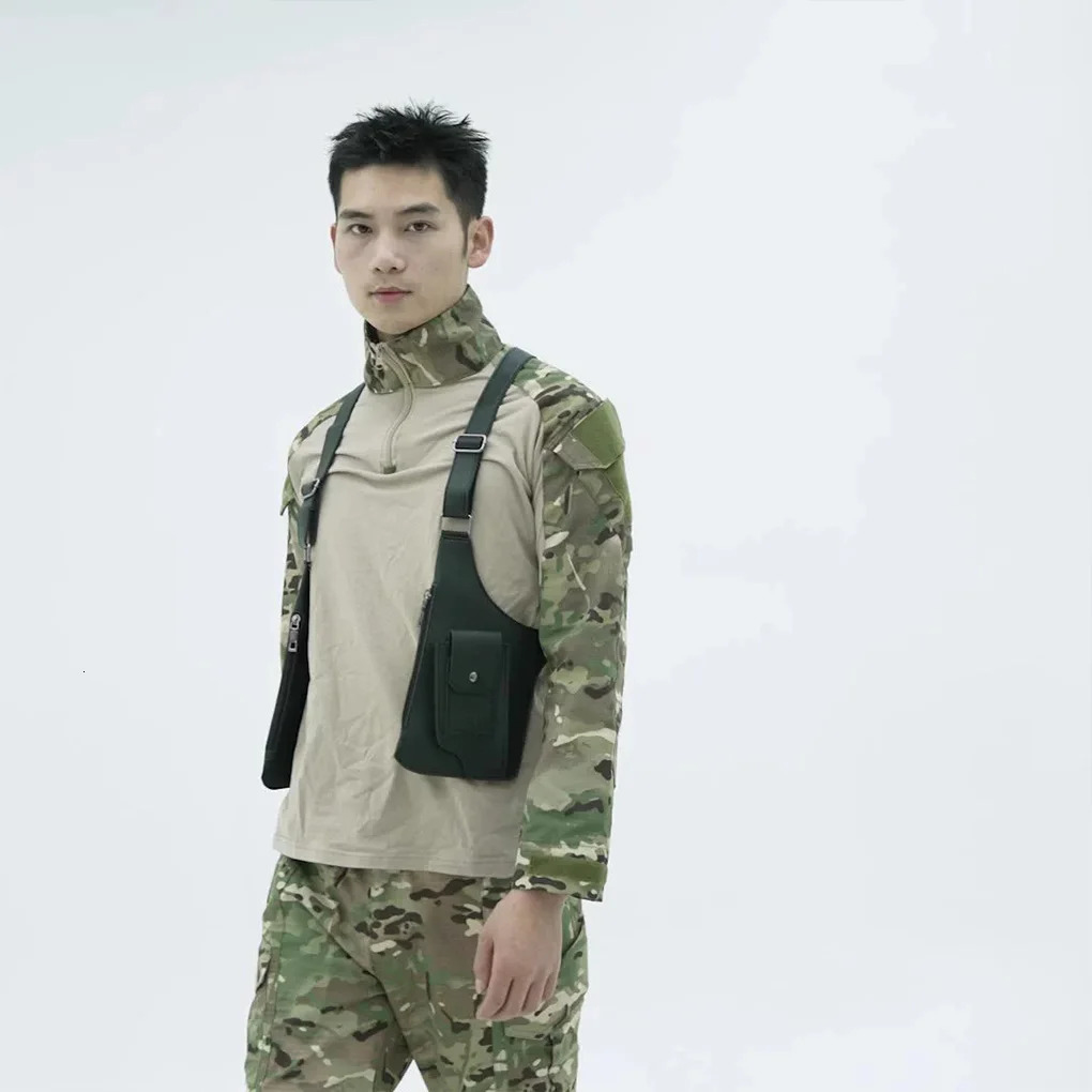 Mens Tactical Vest Bag n High Quality PU Leather Man Chest Bag Phone Pouch Vintage n Underarm Back Pack Bags 251126