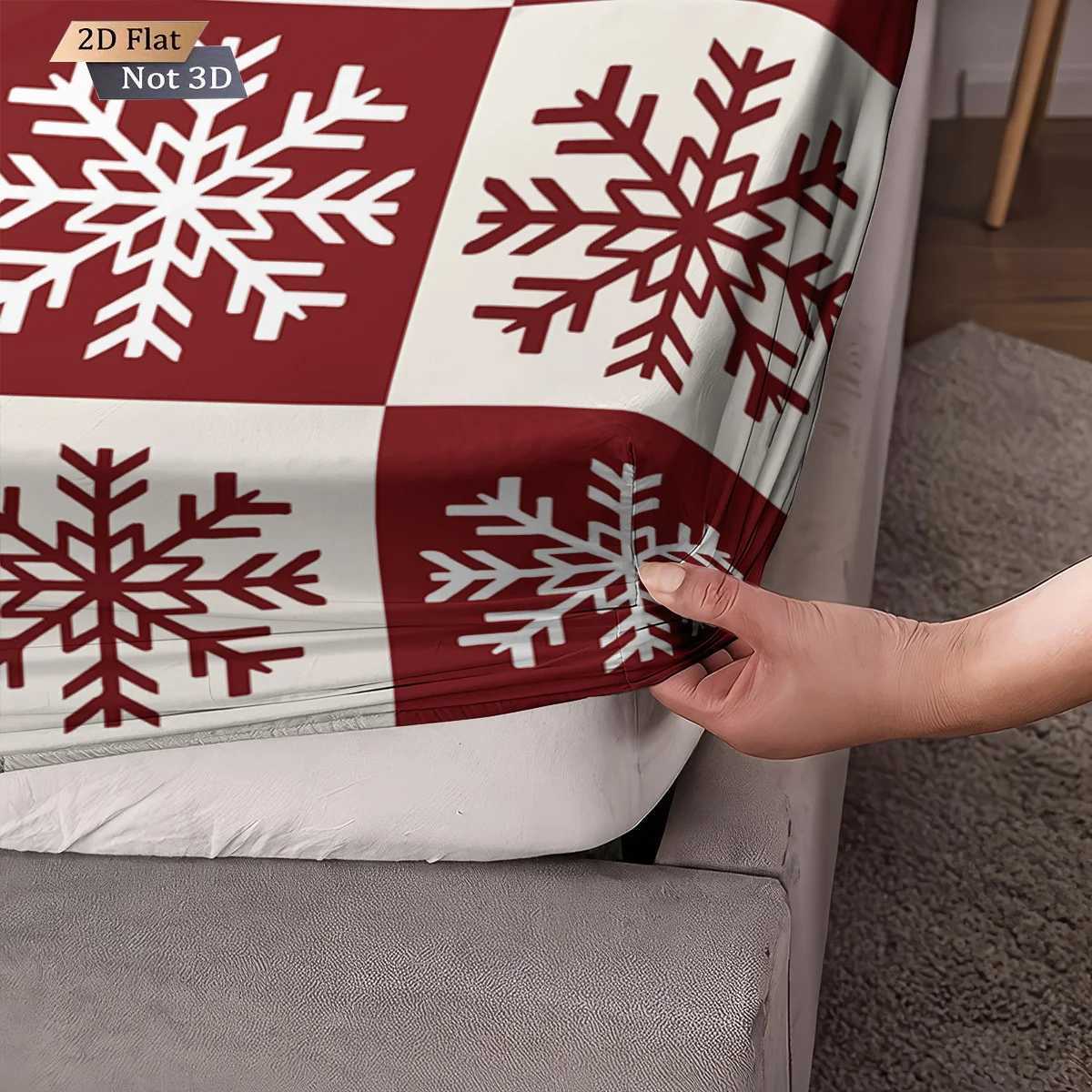 Christmas 3pc red Christmas snowflake print coreless bed sheet set multi size bed cover bedroom bedding holiday decoration machine washabl Y251126