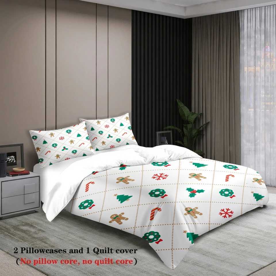 Christmas Christmas Bedding Set Soft Polyester Duvet Cover Set Quilt Cover With Pillowcase For Bedroom Decor Christmas Gift For Girls Y251126
