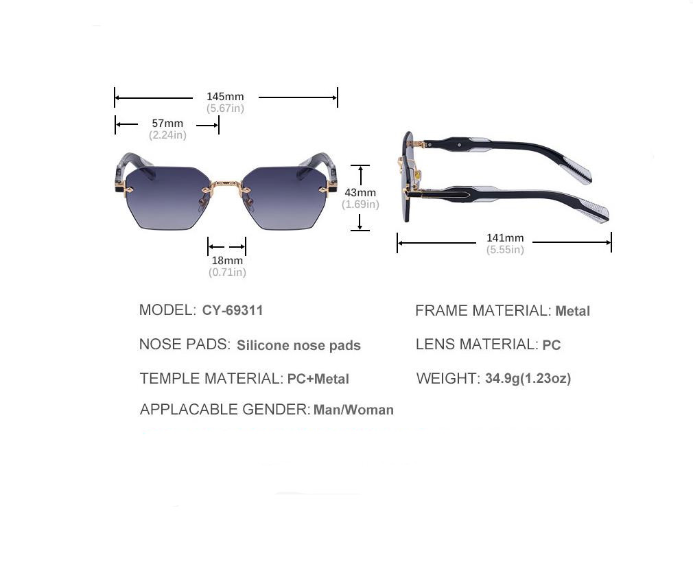 Designer Sunglasses For Women Men Sunglasses Polarized Sunglass Polygonal Frameless Sunglasses Luxury Goggle Pilot Alloy Frame UV400 Eyewear K910