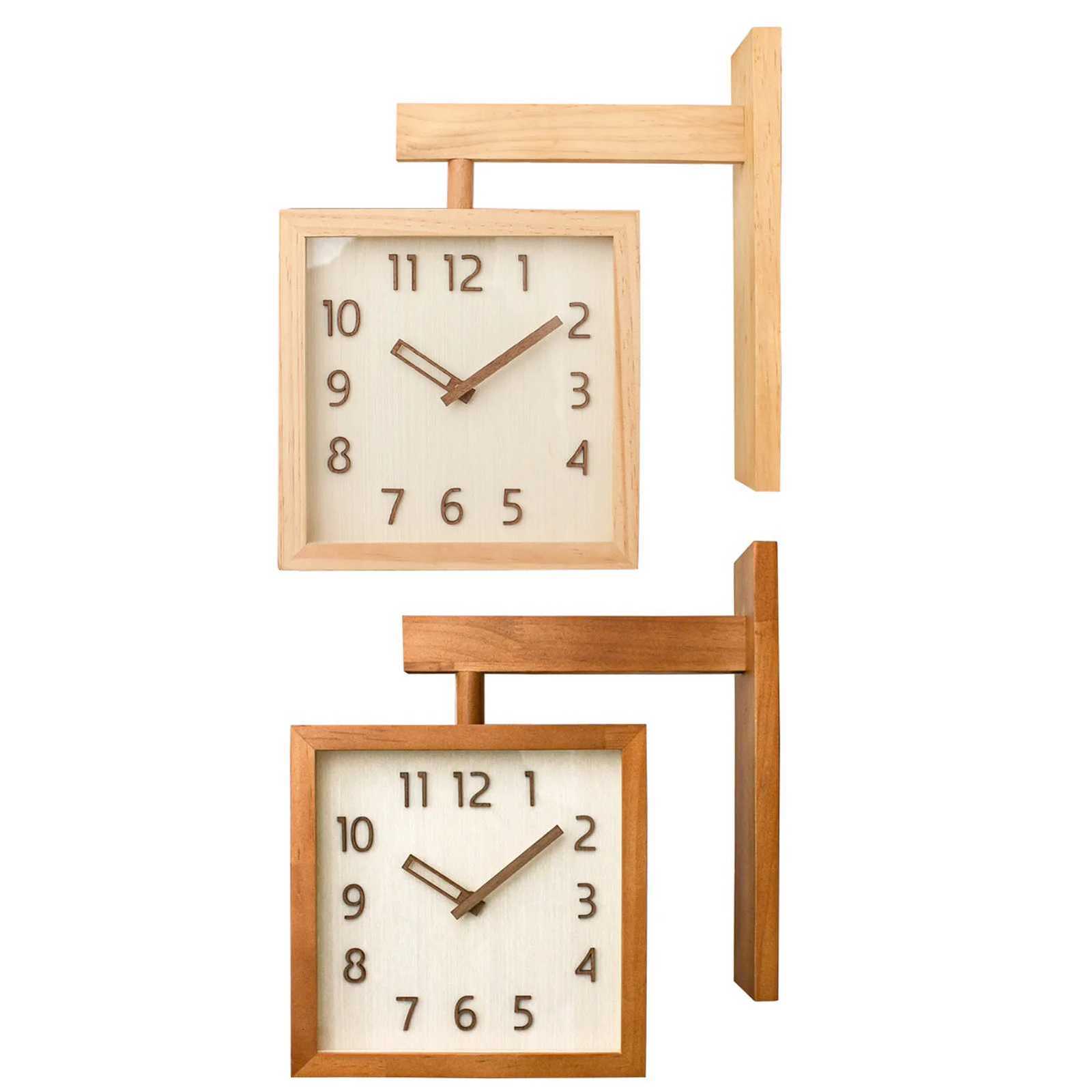 Corner Clock Double Sided Corner Clock Decorative Silent Wooden Simple Battery Powered for Home for Living Room C251126