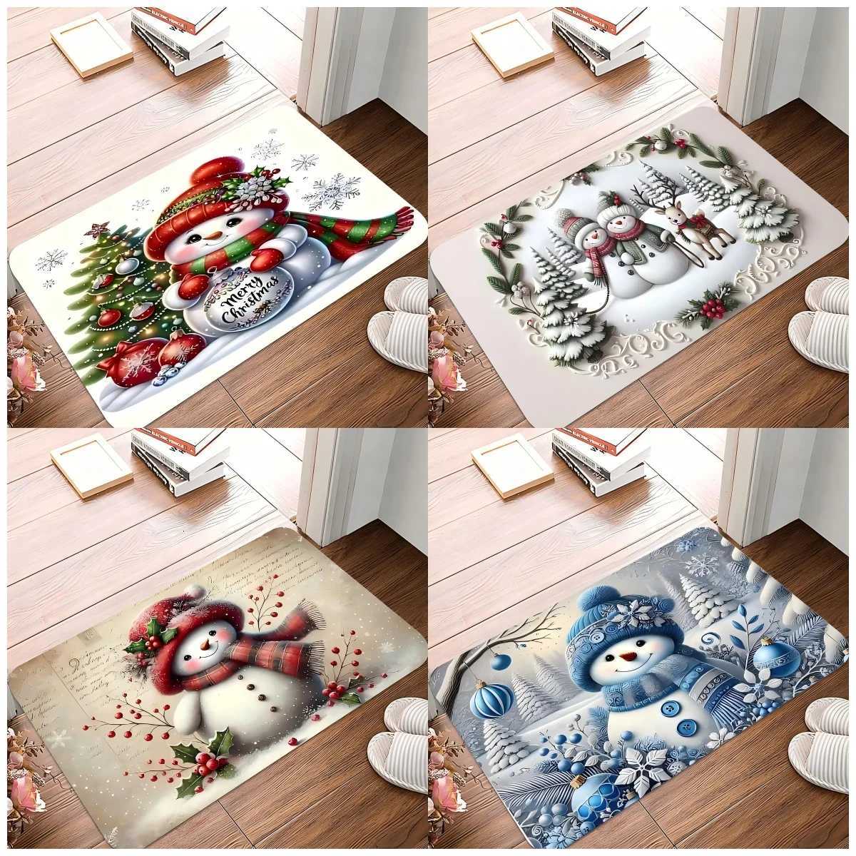 Christmas Snowman Doormat Non-Slip Entrance Doormat Home Decor Carpet for Living Room Rugs Bathroom Floor RugM251126