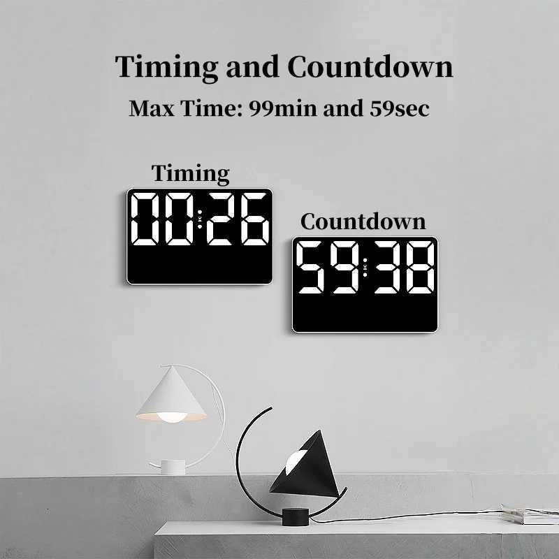 Large Digital Wall Clock TEMP Humidity Week Comfort Level 2 Alarm Snooze Table Clock 12/24H Timer 5-level Brightness LED Clock C251126