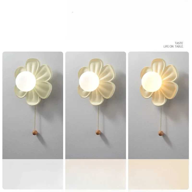 Modern Minimalist Cream Petals Resin Flower Wall Lamp Bedroom Study LED Bedside Lamp Warm Corridor Hallway Balcony M251126