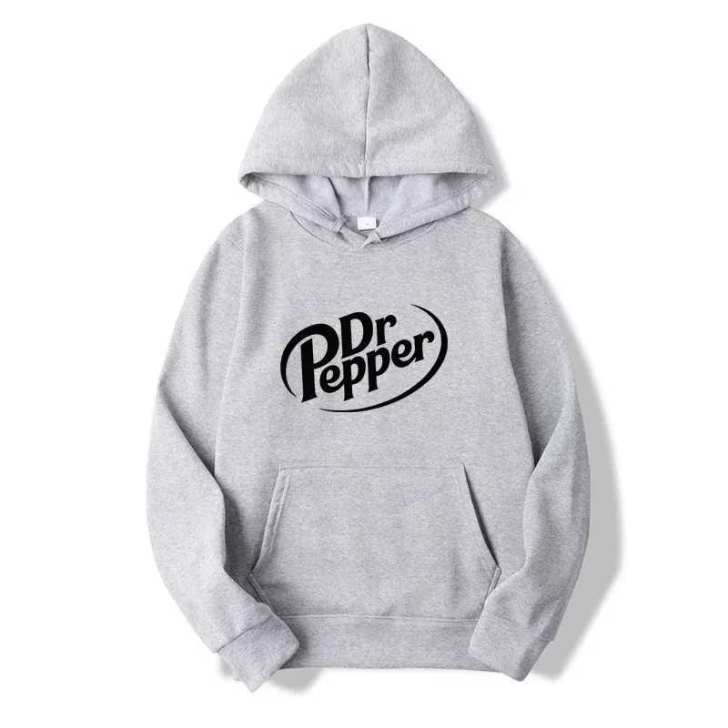 2025 Autumn Warm Dr Pepper Letter Printed Hoodies Street Men Fashion Fleece Sweatshirts Casual Unisex Pullover Tops Fashion Tre J251136