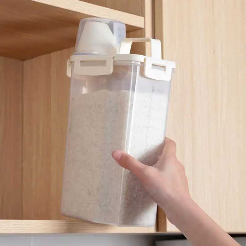 25L Four Button Sealed Household Rice Bucket Moisture proof Sealed Storage Canned Rice Grains and Coarse Grains Storage Box Y251126